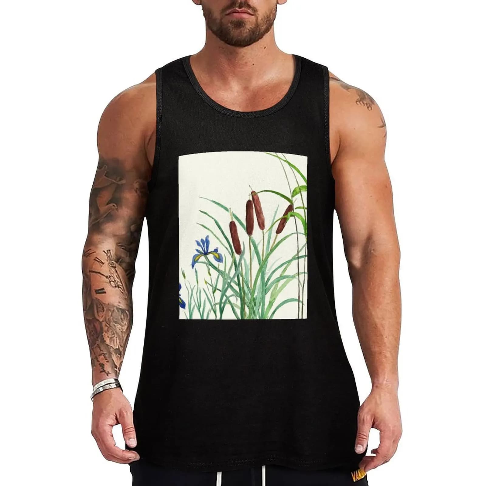 piante verdi sul bordo della laghetto Tank Top Gym Muscle Tank Top Abbigliamento sportivo senza maniche per fitness
