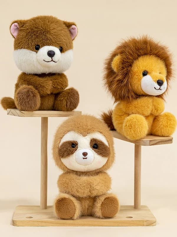Cute Table Companion Plush Toys Lion Squirrel Stuffed Dolls Learning Playmates Soft Fabric Toys for Students