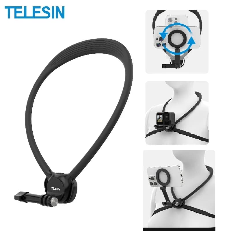 TELESIN Phone Action Camera 2 in 1 Neck Hold Mount for GoPro Insta360 DJI OSMO Action Universal Action Camera Phone Accessories