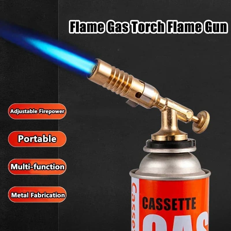 Bruciatore a butano con pistola a fiamma portatile Saldatura ad alta temperatura Accendino a gas Torcia da campeggio esterna BBQ Fiamma Torcia per saldatura a calore butano