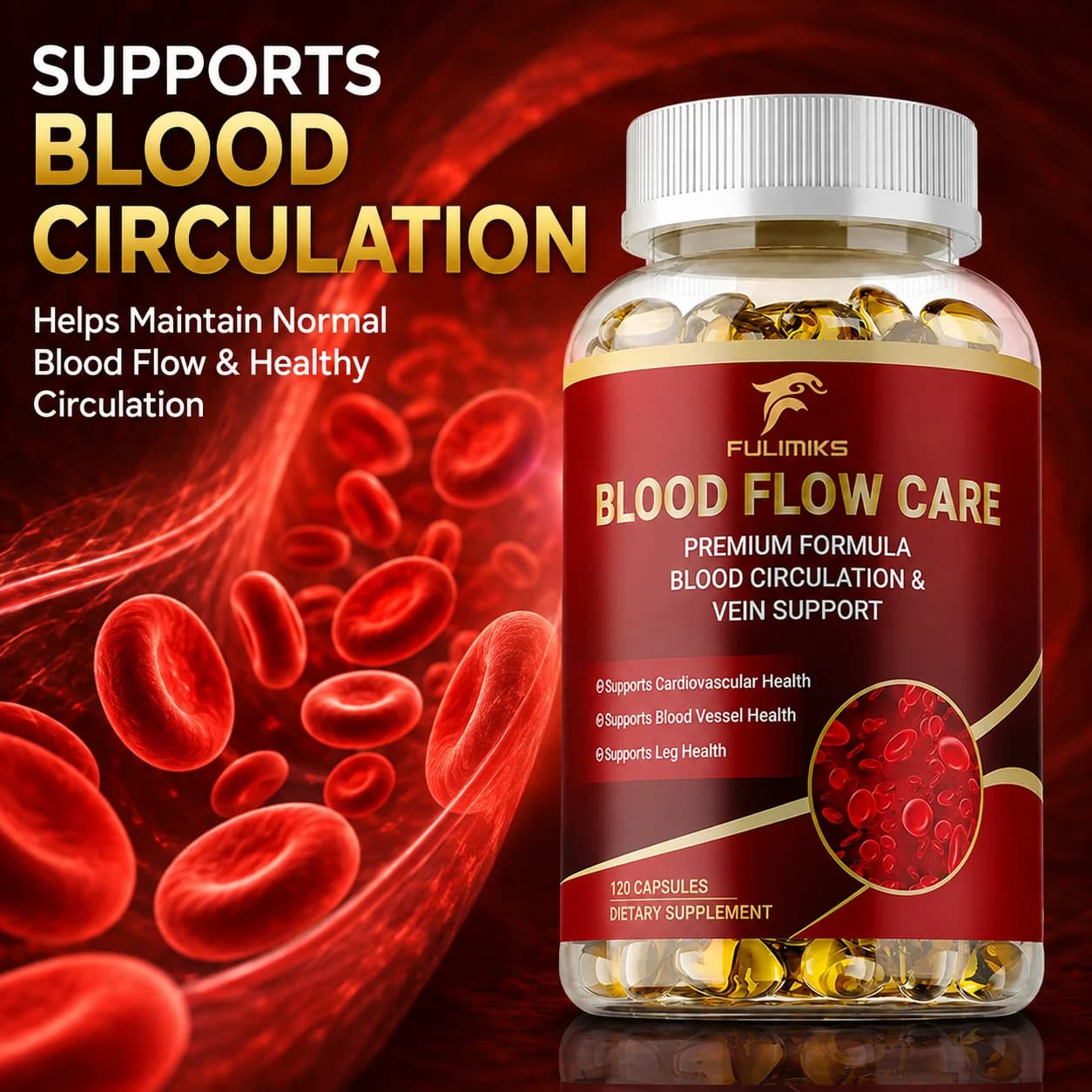 Blood Flow Care Supplement, Promotes Leg Vein Comfort, Heart & Blood Vessel Wellness, Support Healthy Cardiovascular Condition
