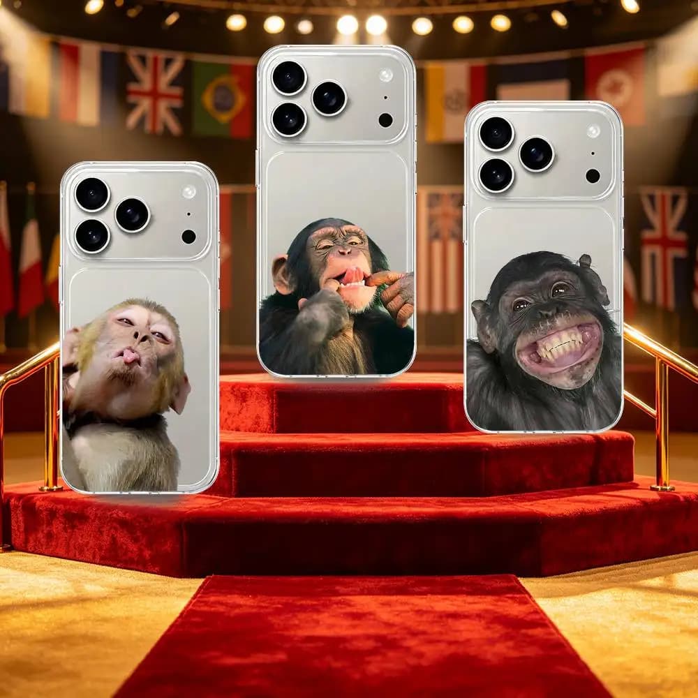 F-Funny Monkey Phone Case For IPhone 17 16 15 14 Plus 13 12 11 Pro Max Phone Back Cover Transparent Shockproof Cover