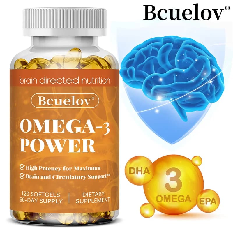 Olio di pesce Omega-3 - Integratore EPA e DHA ad alta potenza per uomini e donne, supporta la salute del cuore, delle articolazioni, del cervello, non OGM, senza glutine