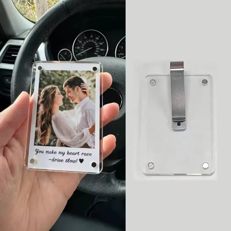 3 Inch Picture Photo Frame Car Visor Photo Clip Auto Interior Decor For Car Driving Keepsake Sun Visor Organizer Couples Gift