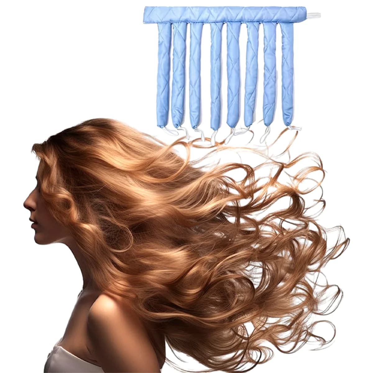 Set di 8 Bigodini Senza Calore 50×30cm, Strumento per Arricciare i Capelli Senza Calore, Bigodini per Onde Grandi, Utilizzabili a Casa, Delicati sui Capelli, per Styling Notturno