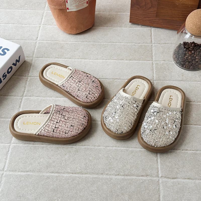 Sandali Estivi 2026 per Ragazze, in Pizzo e Rete Intrecciata, Design a Petalo, Colore Unico, Mezzi Sandali con Suola Morbida, Scarpe Casual per Vacanze Estive