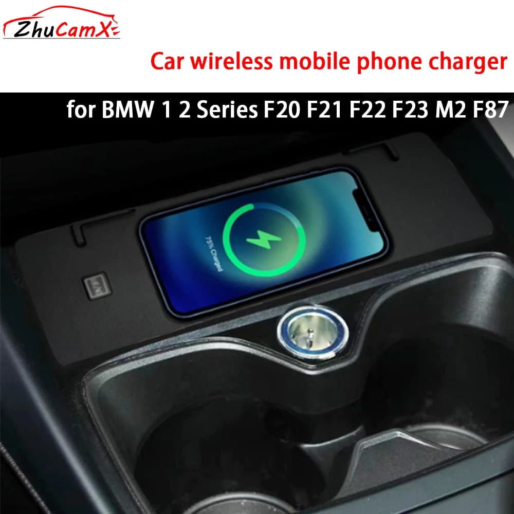 Per BMW Serie 1 2 F20 F21 F22 F23 M2 F87 Console centrale di archiviazione Caricatore per telefono cellulare wireless 18W iPhone Magsafe Ricarica rapida