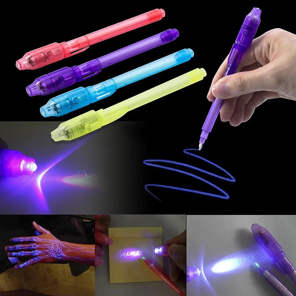 Penna a luce UV Matita magica invisibile Penna fluorescente segreta per bambini Bambino Disegno Pittura Evidenziatore Penna Forniture di cancelleria