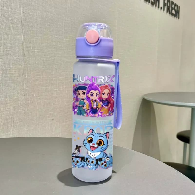 Bicchiere d'acqua stampato in 3D con motivi di personaggi dei cartoni animati, bottiglia d'acqua da 700 ml – Bottiglia sportiva in plastica per ragazze, portatile