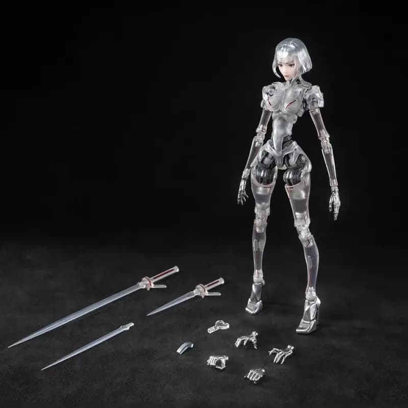 Action Figure Articolata 1/12 da 18 cm Bone Workshop, Agente AI Lady, Corpo Meccanico Trasparente, Ornamento da Scrivania per Appassionati di Anime