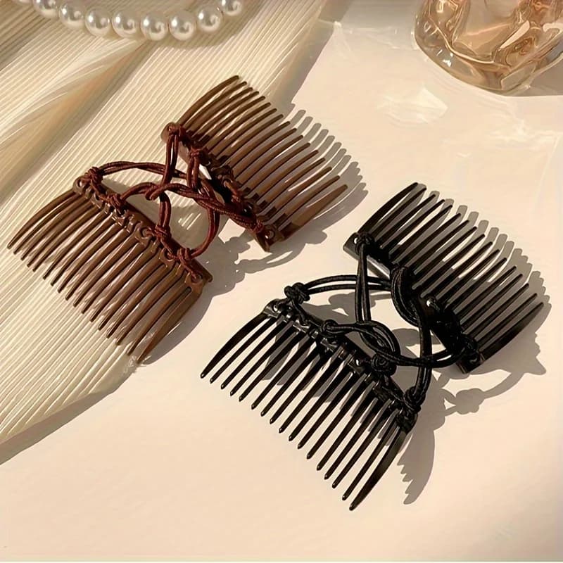 Pettine Magico Elastico a Doppia Fila, Accessorio per Capelli, Arricciacapelli Posteriore Senza Sforzo, Nuovo Preferito per l'Uso Quotidiano Femminile