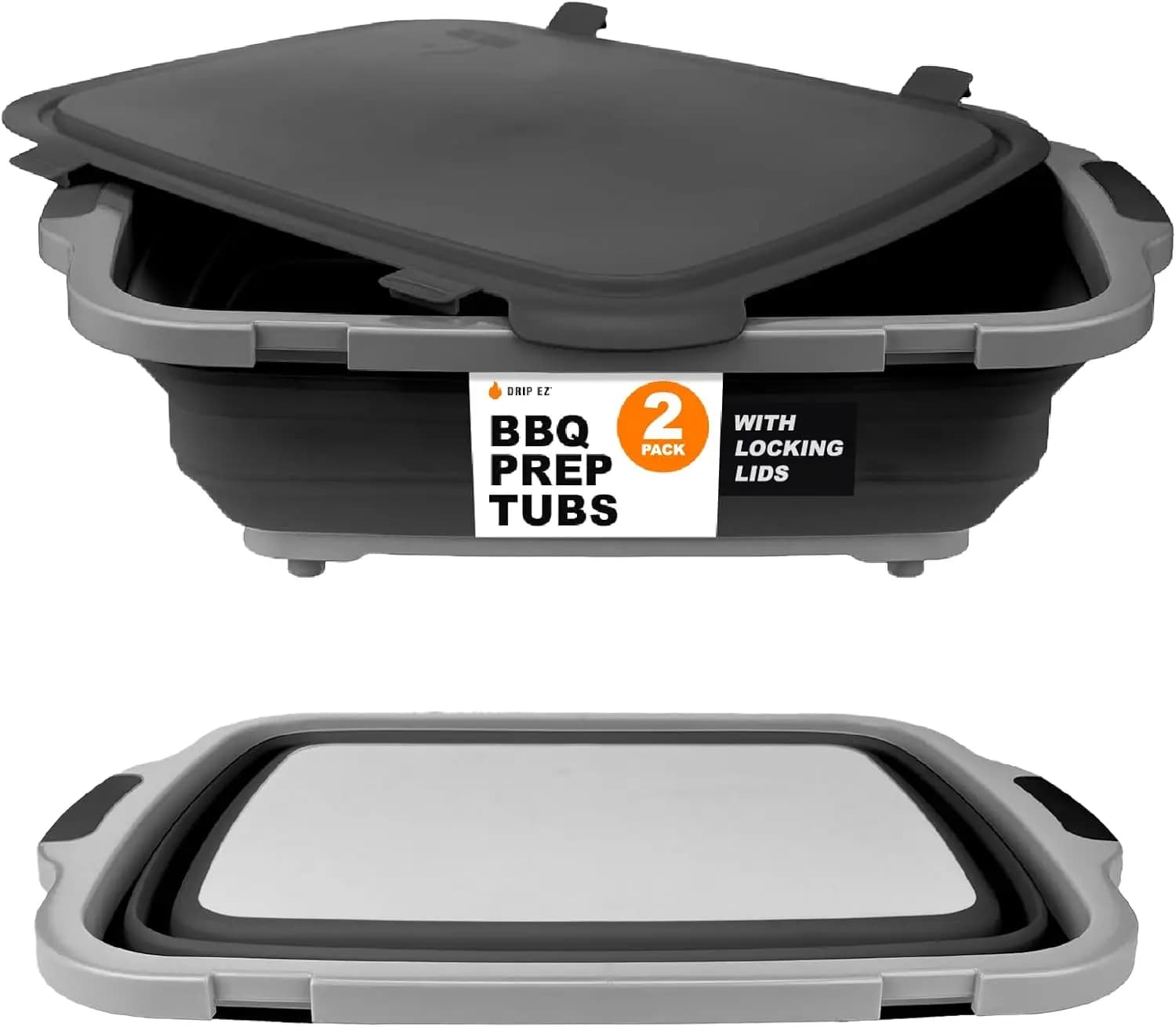 Folding trays for the preparation of the barbecue Set of 2 pieces with cutting board and cover for the preparation and storage of meals