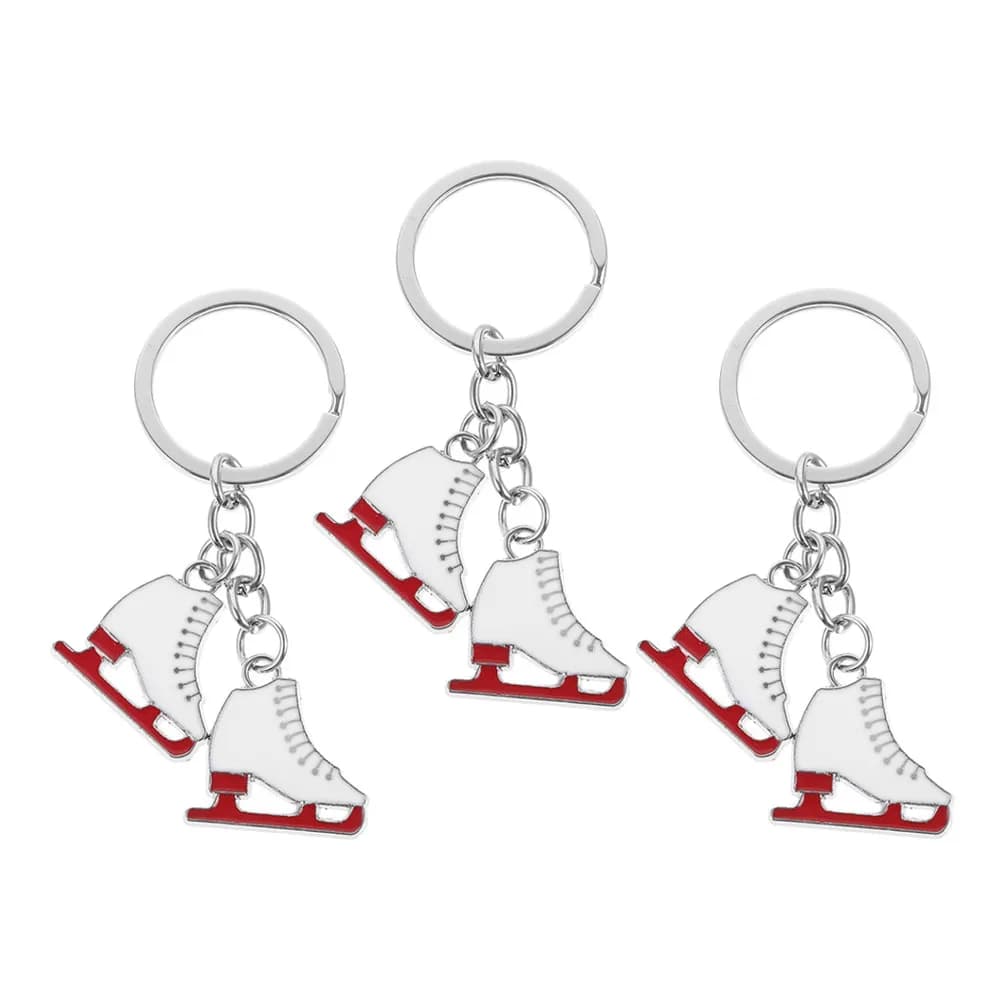 Set di 3 Portachiavi a Forma di Pattini da Ghiaccio in Metallo, Ciondolo Decorativo per Borsa, Anello Portachiavi alla Moda, Regalo per Appassionati di Pattinaggio