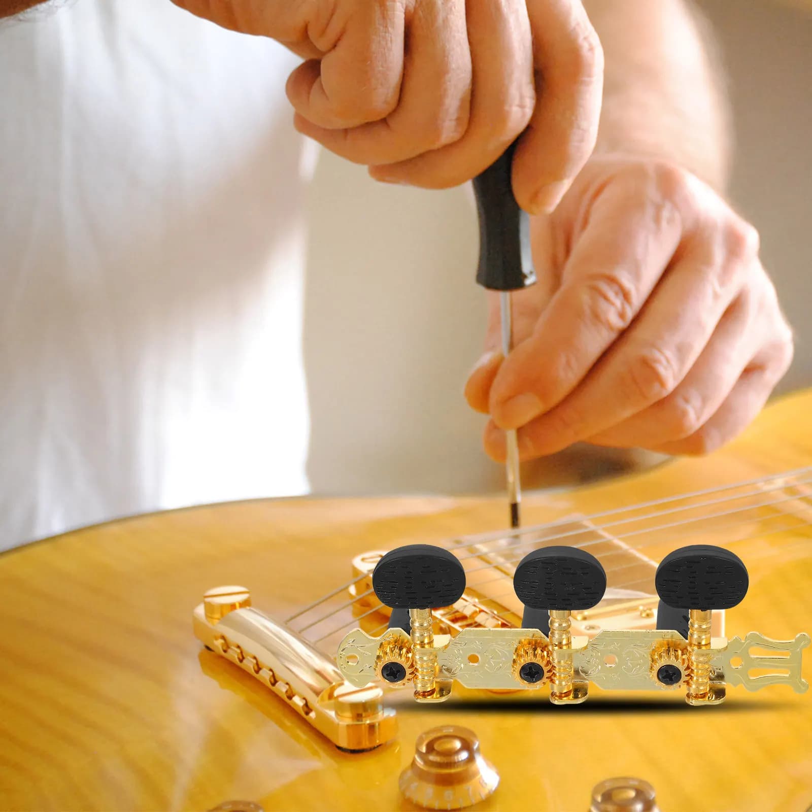 2 Pezzi Accessori per Chitarra, Piroli Aperti in Ferro per Chitarra Acustica e Ukulele, Parti di Ricambio Stabili e di Precisione