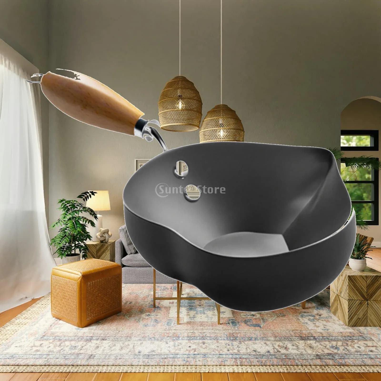 Padella in ferro con manico per olio caldo, mini padella per friggere, contenitore per olio da versare, ideale per camper, viaggi, ristoranti, casa, campeggio, per friggere le uova