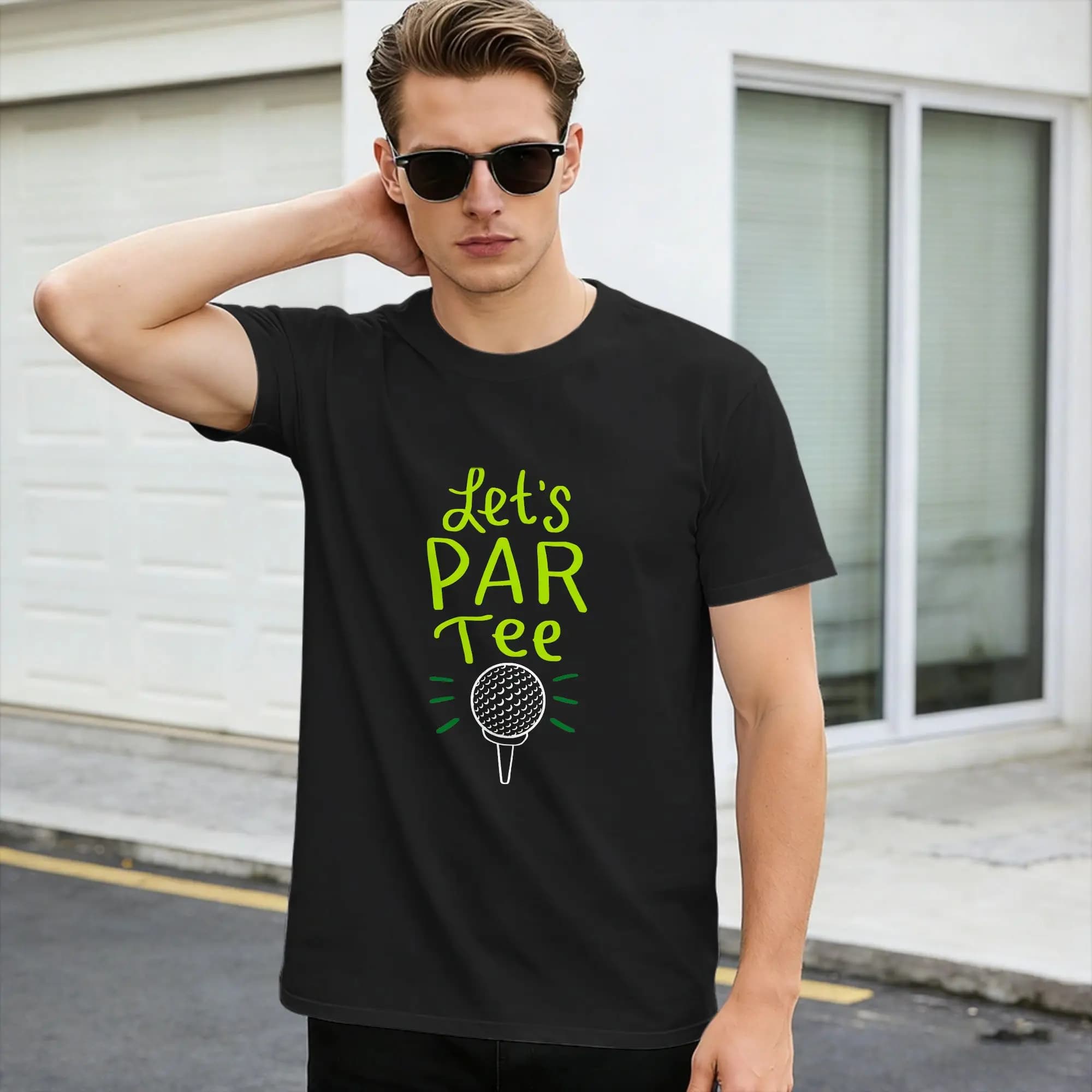 Men Let'S Par Tee_ Magliette da golf Abbigliamento in puro cotone Maglietta hipster a maniche corte con scollo a O T-shirt per adulti