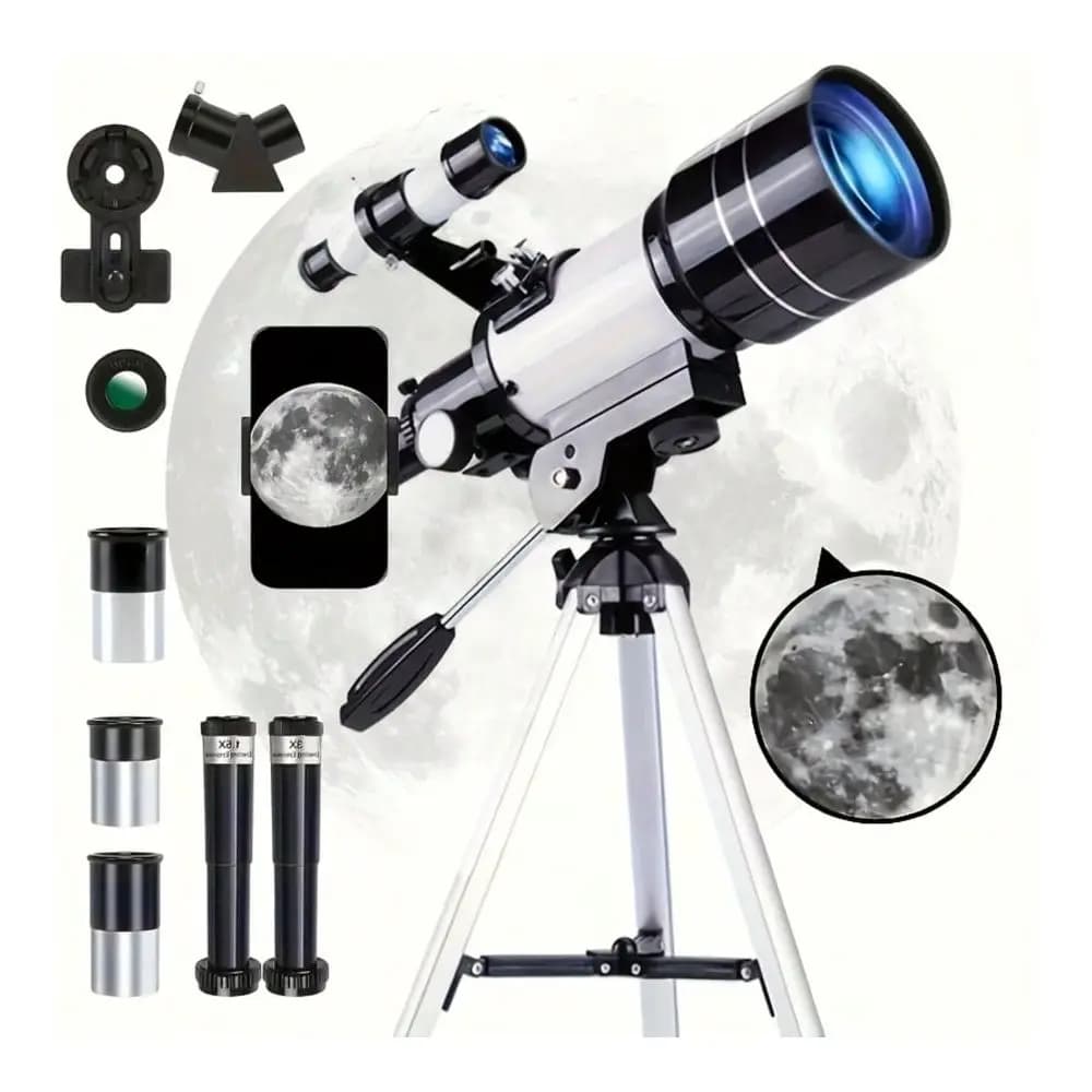 Telescopio astronomico ad alta potenza 150x con adattatore per smartphone, telescopio rifrattore HD portatile per adulti principianti, Moon Star Ga
