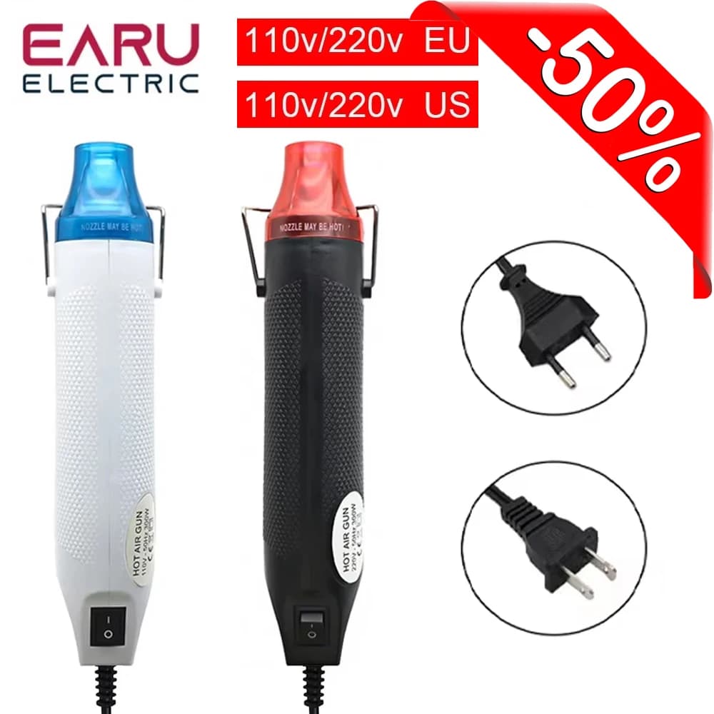 Mini pistola ad aria calda da 300W portatile con supporto per tubi termoretraibili e asciugatura plastica, 110V/220V, spina EU/US