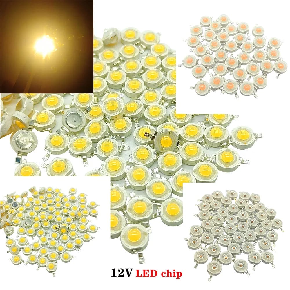 50 Pezzi Lampadine LED 12V 3W ad Alta Potenza, Diodi Bianchi e Bianco Caldo per Faretti e Downlight