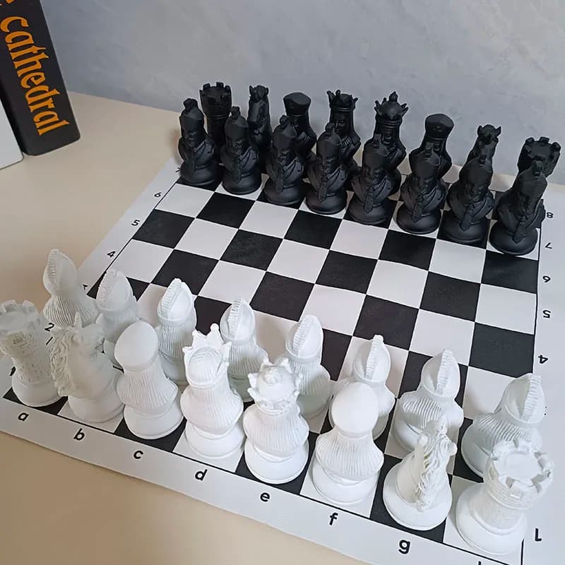 32 pezzi di pezzi di scacchi in resina figurine re cavaliere regina statue decorazioni per la casa scacchiere Complete Set di scacchi con parole internazionali