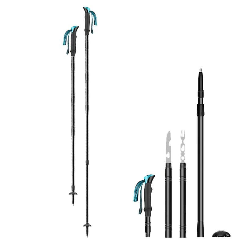 Hot Sale Multi Functional Collapsible Hiking Trail Trekking Poles Tips Carbon Fiber Telescopic