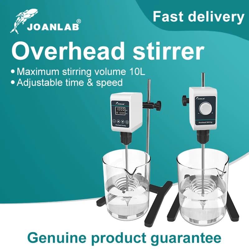 JOANLAB Agitatore da laboratorio ad alta potenza Agitatore elettrico da laboratorio con display digitale Agitatore sopraelevato 5/10L 1200rpm 110/220V OS-10S