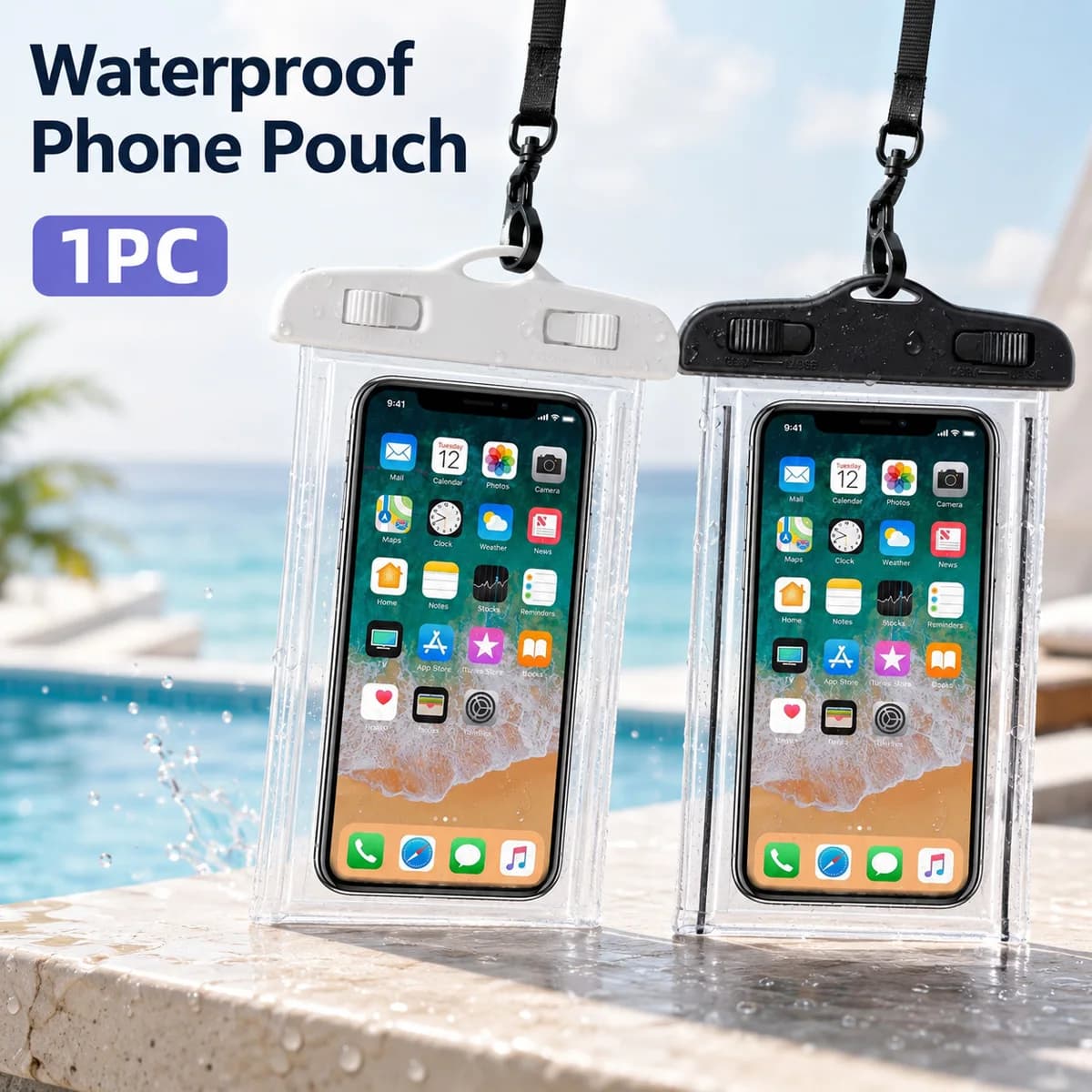 Transparent Waterproof Mobile Phone Pouch Neck Hanging Touchable Water Proof Case Outdoor Beach Swimming Phone Storage Sleeve
