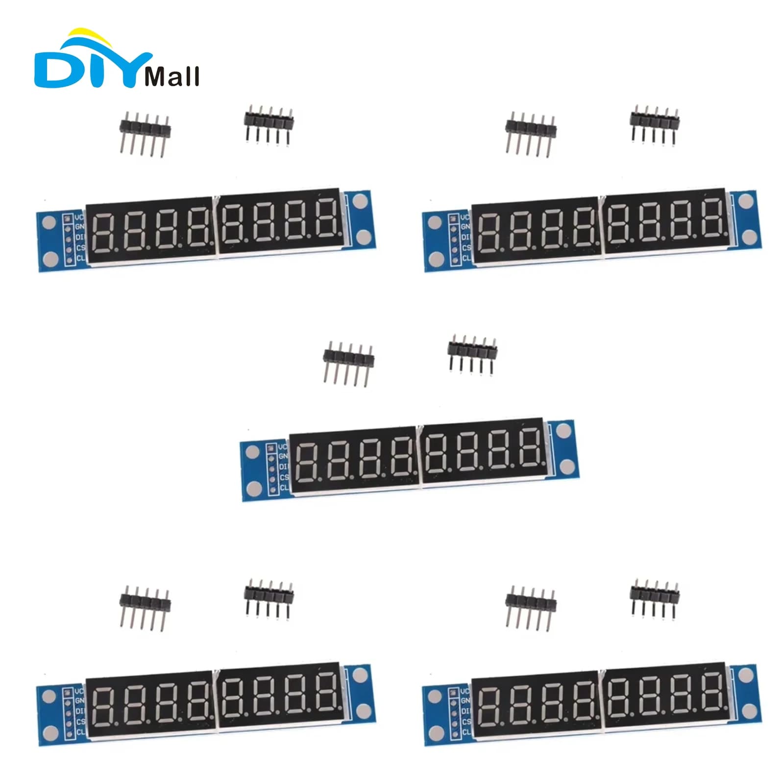 DIYmall MAX7219 Modulo di Controllo Display LED a 8 Cifre Rosso per Arduino/Raspberry Pi con 5 Pezzi