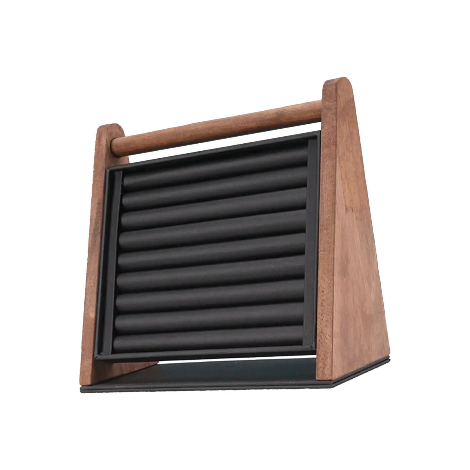 Rings Display Stand Tray Wooden 9 Long Slots Large Capacity Rack Rings Showcase Tray for Rings Studs Earrings Necklaces Vanity
