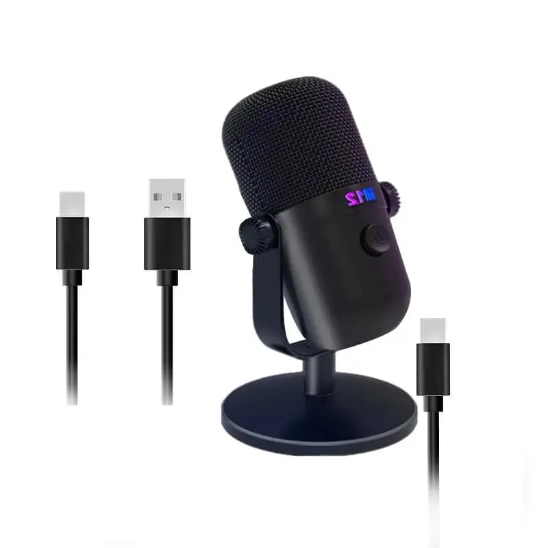 Microfono a condensatore USB DuoDton con controllo RGB/jack per cuffie/mut, microfono per PC PS4 PS5 Mac Gaming AmpliGame Youtub Recording
