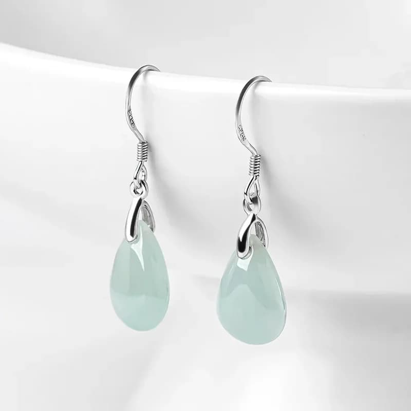 Orecchini pendenti con acqua in giada birmana, regalo certificato, moda reale, regali naturali, gioielli da donna, fascino, amuleto di lusso fortunato verde