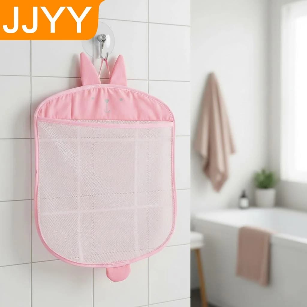 Network Hanging Mesh Storage Bag for Bath Toys, Bath Organizer, Network Bag with Handle for collecting various items from the bathroom and laundry
