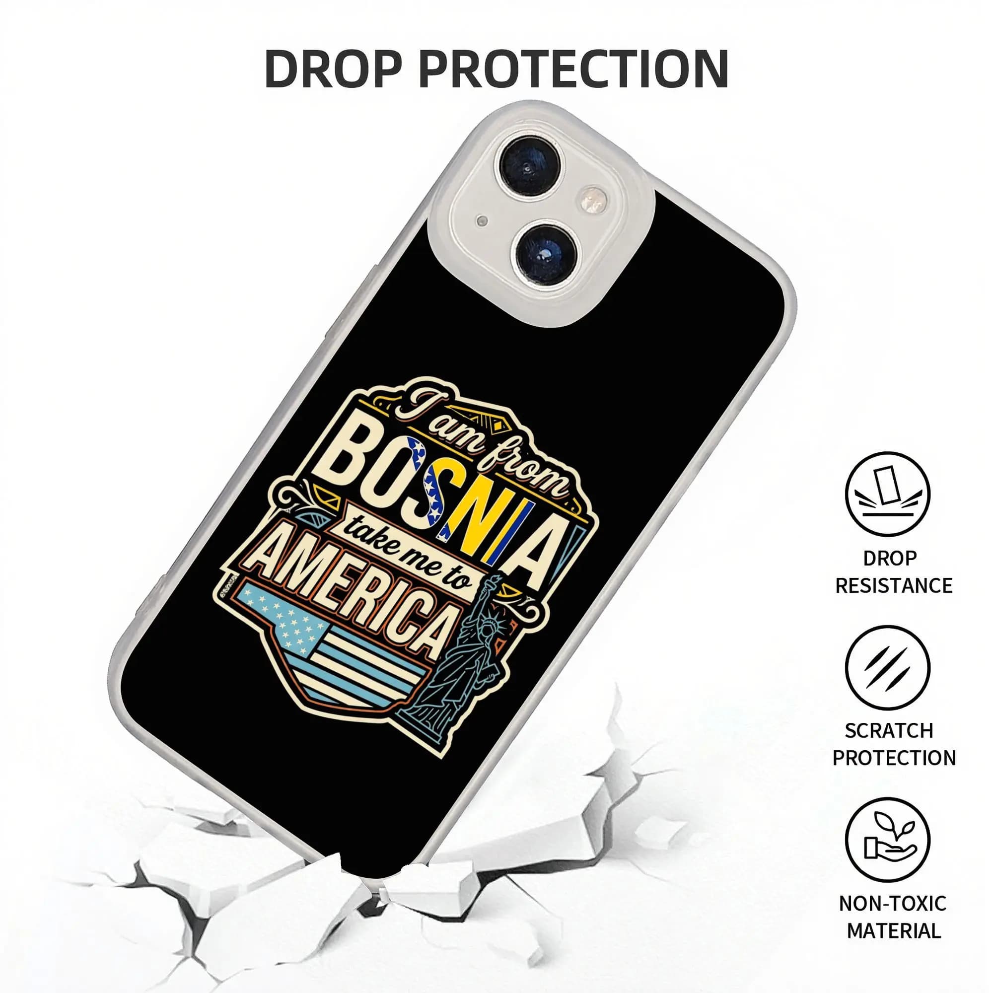 Nuova Cover Antiurto Armor Bumper 'I Am from Bosnia Take Me to America' per iPhone 17...11 Pro Max