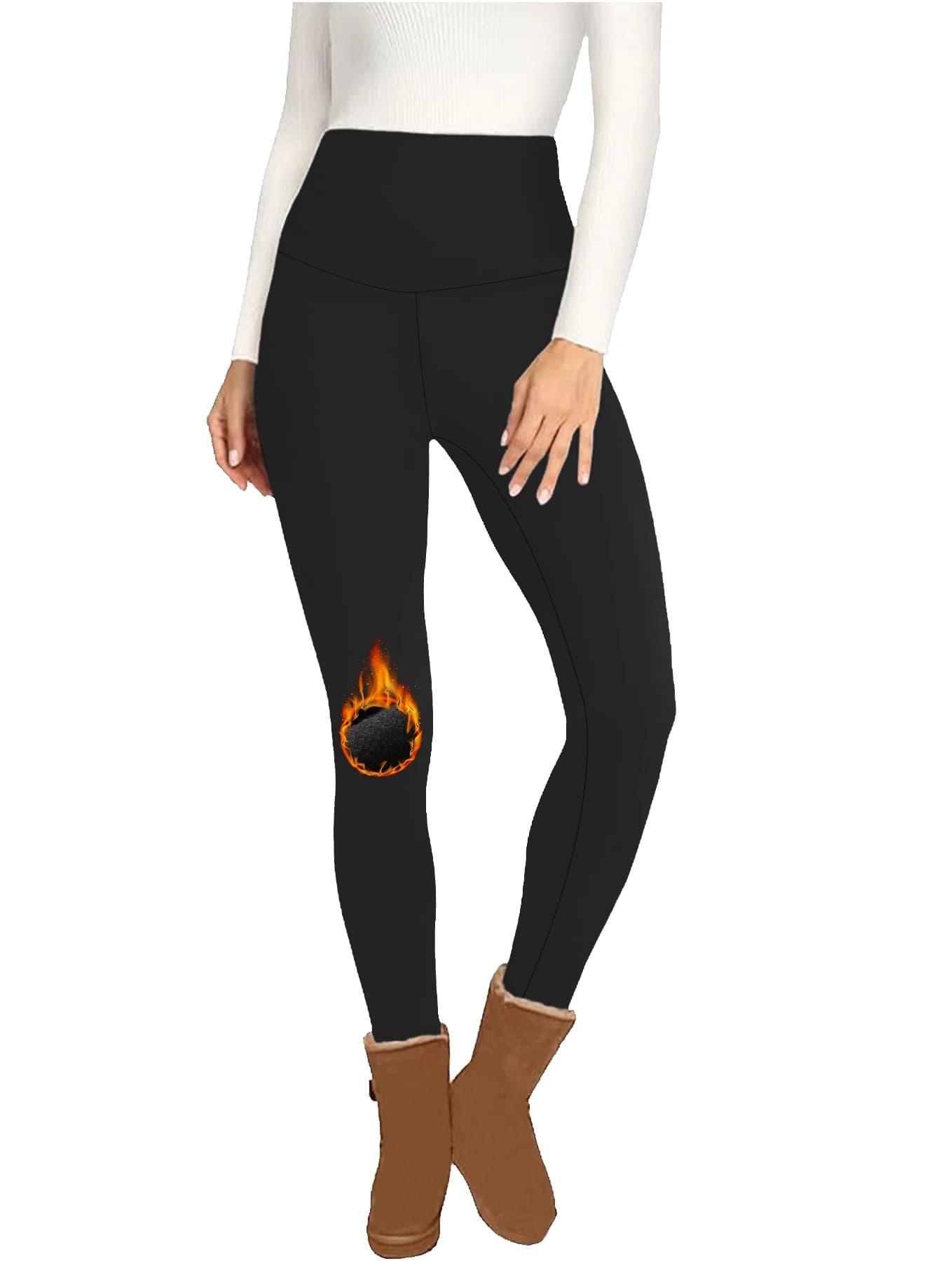 Leggings a vita alta foderati in pile termico da donna. Pantaloni da yoga morbidi con collant spessi caldi invernali da allenamento