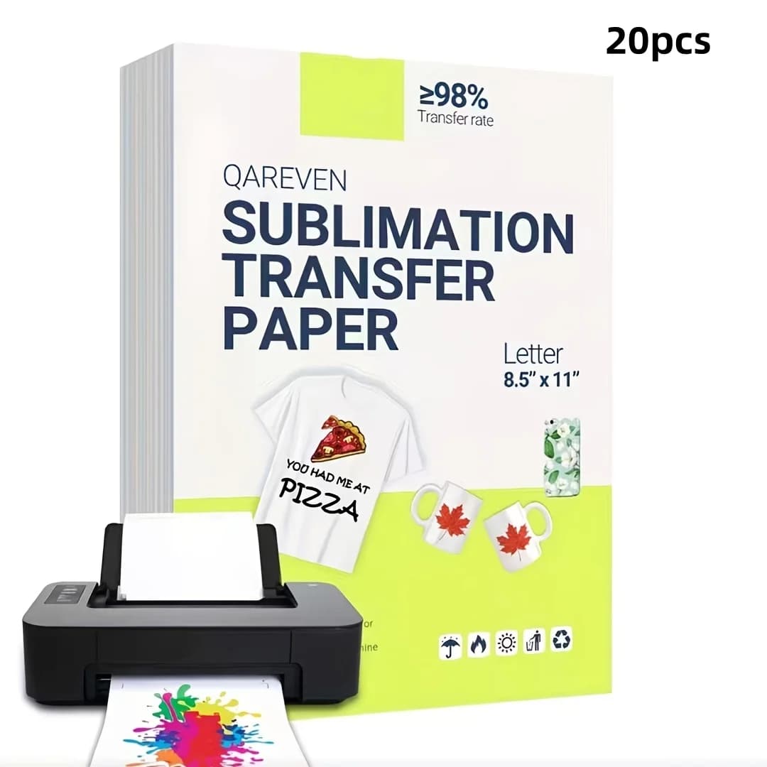 Carta per trasferimento a sublimazione 5/10/20/100 fogli, formato A4, design fai da te, adatta a qualsiasi stampante a getto d'inchiostro, con inchiostro per sublimazione, per tazze, magliette, 8,5x11 pollici