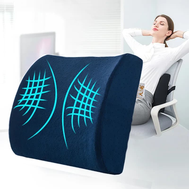 Cuscino Lombare in Memory Foam, Supporto Ergonomico a Lento Ritorno per Sedia da Ufficio e Sedile Auto, Cuscino per la Schiena per Casa