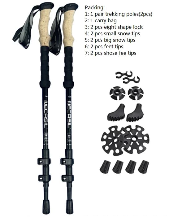 6061 Aluminum Foldable Trekking Pole Nordic Walking Stick Telescopic Hiking Pole with Flip Lock