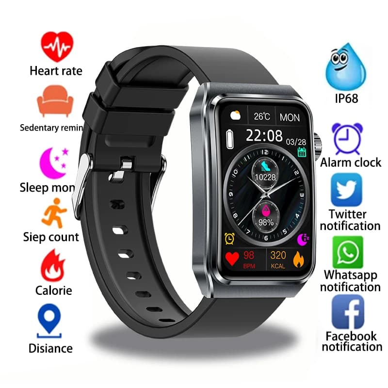 2025 Uric Acid Blood Lides Smart Watch Man ECG + PPG Blood Oxygen Blood Pressure Bluetooth Health NFC Smart Watch Woman New