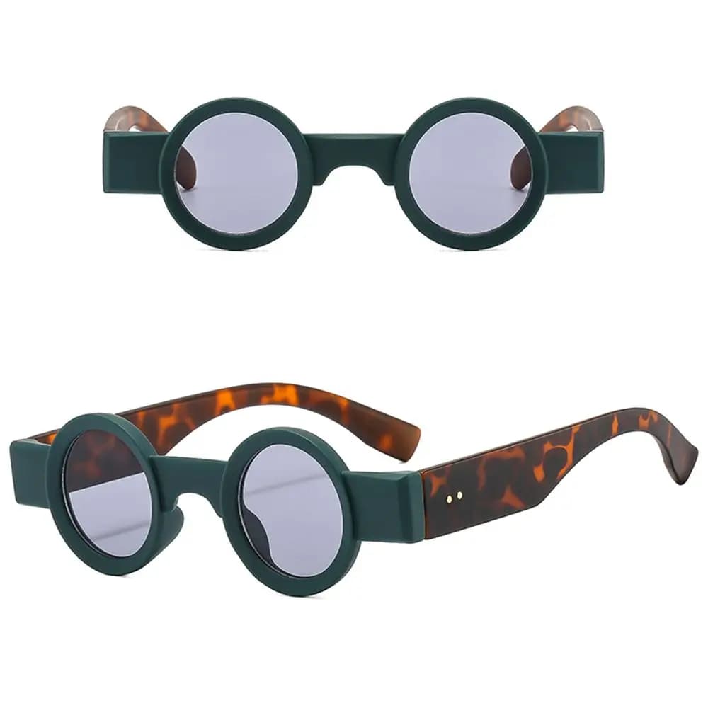 Occhiali da Sole Rotondi Piccoli con Rivetti UV400 per Uomo e Donna, Stile Punk di Tendenza