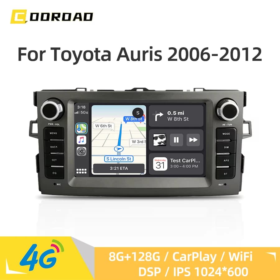 Per Toyota Auris E150 2006-2012 Android 14 Autoradio Lettore Video Multimediale Navigazione GPS 4G WiFi Bluetooth DSP CarPay Stereo