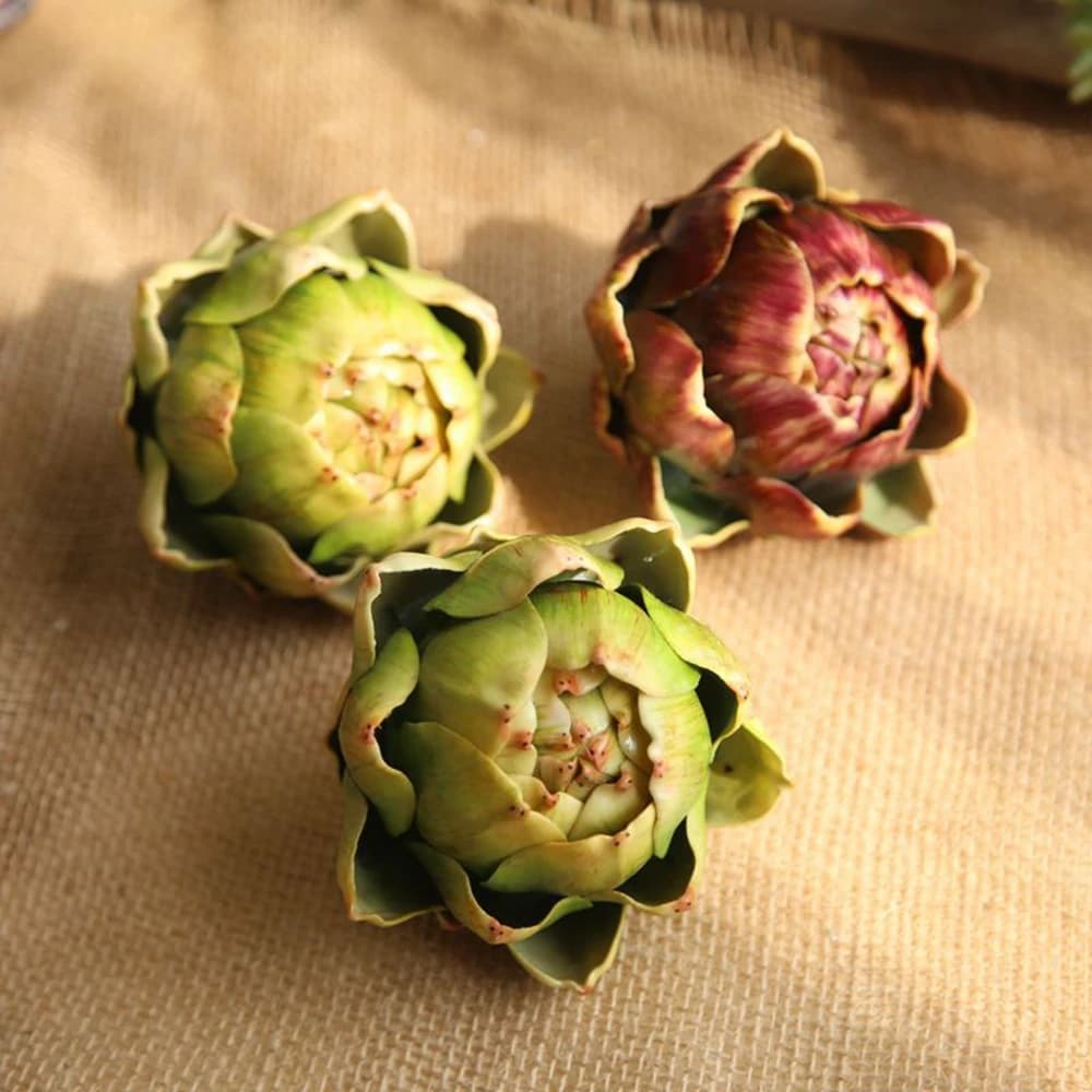 Artichoke artificiale Pianta di plastica Artichoke di frutta per la cucina Home Art Decor Tavolo Display Decorazione Pianta artificiale