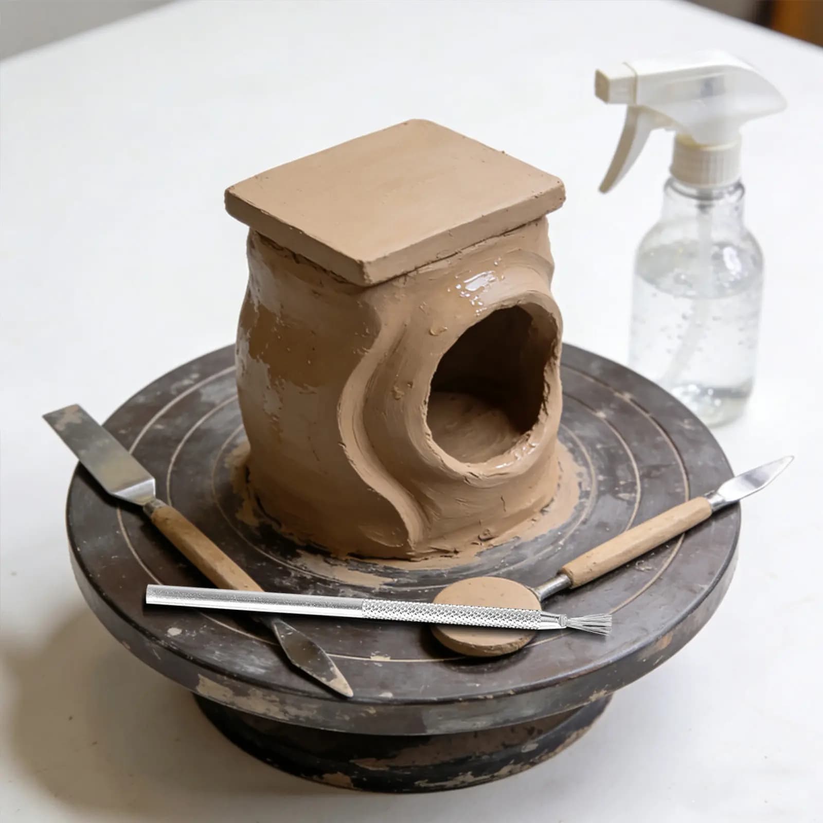 Set di 3 Spazzole in Acciaio per Modellare l'Argilla, Strumento per Scultura in Polimero, Pennello per Texture in Filo Metallico, Attrezzo per Intaglio dell'Argilla per Progetti Fai-da-Te