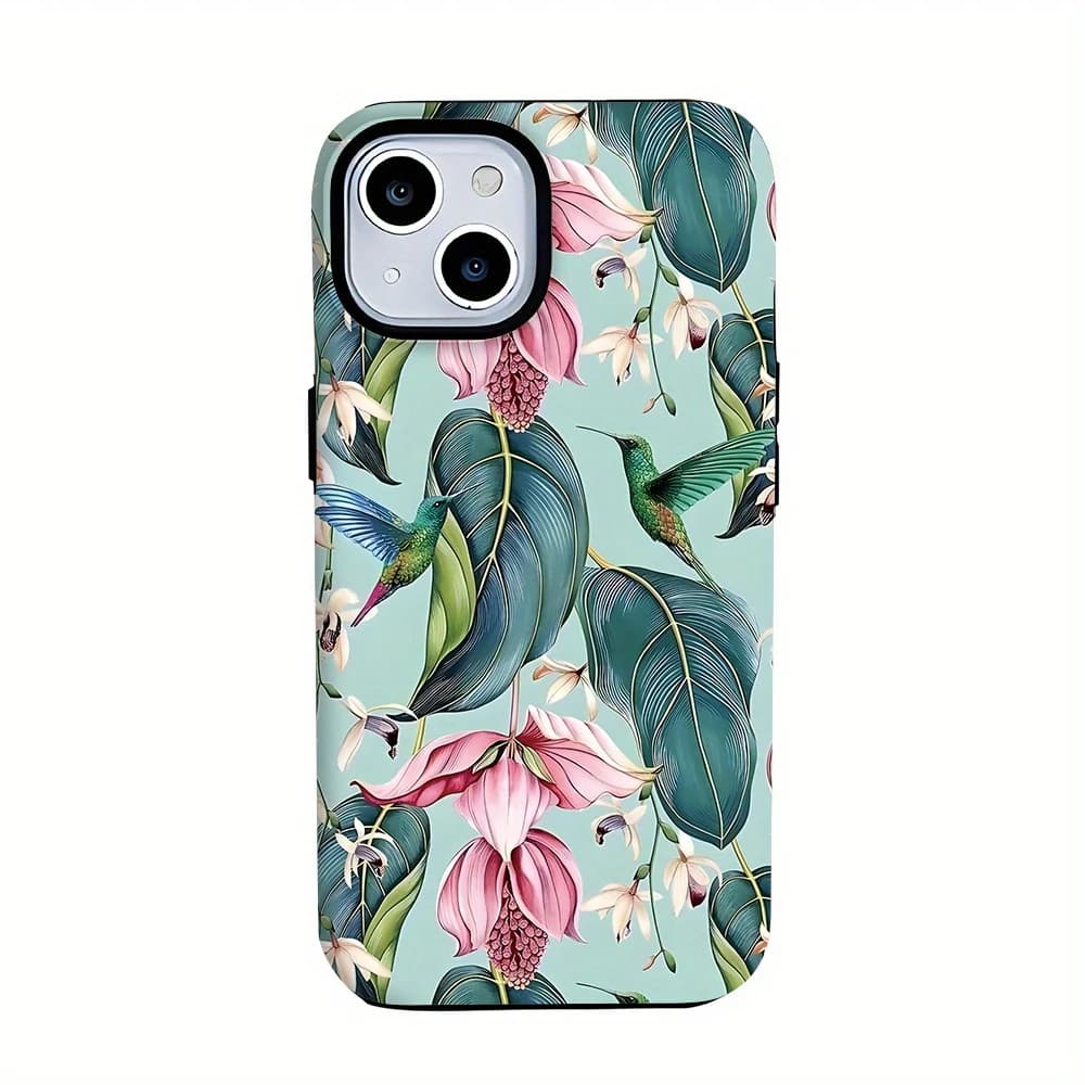 Custodia per telefono 2-in-1 con estetica foglia di giglio primaverile, adatta per iPhone 17 16 15 14 13 12 11 Pro/Max/Plus, anti-caduta e anti-shock