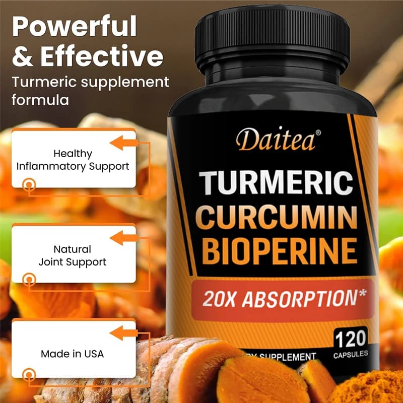 Curcumina di curcuma con zenzero e pepe nero 2665 mg tripla resistenza - per supporto articolare