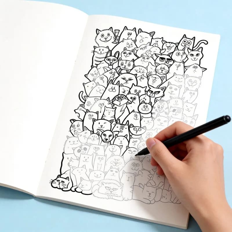 A Focused Training Line Drawing Art Book Containing 22 Different Graffiti Pattern for Office Worker Stress Relief Excluding Pens
