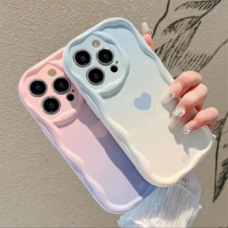 Gradient Love Heart Case For XiaoMi Redmi Note 13 Pro 4G 12 12S A2 A1 Plus 12C 13C 10C 9A 9C 8 9 Soft Silicone Wave Edge Cover