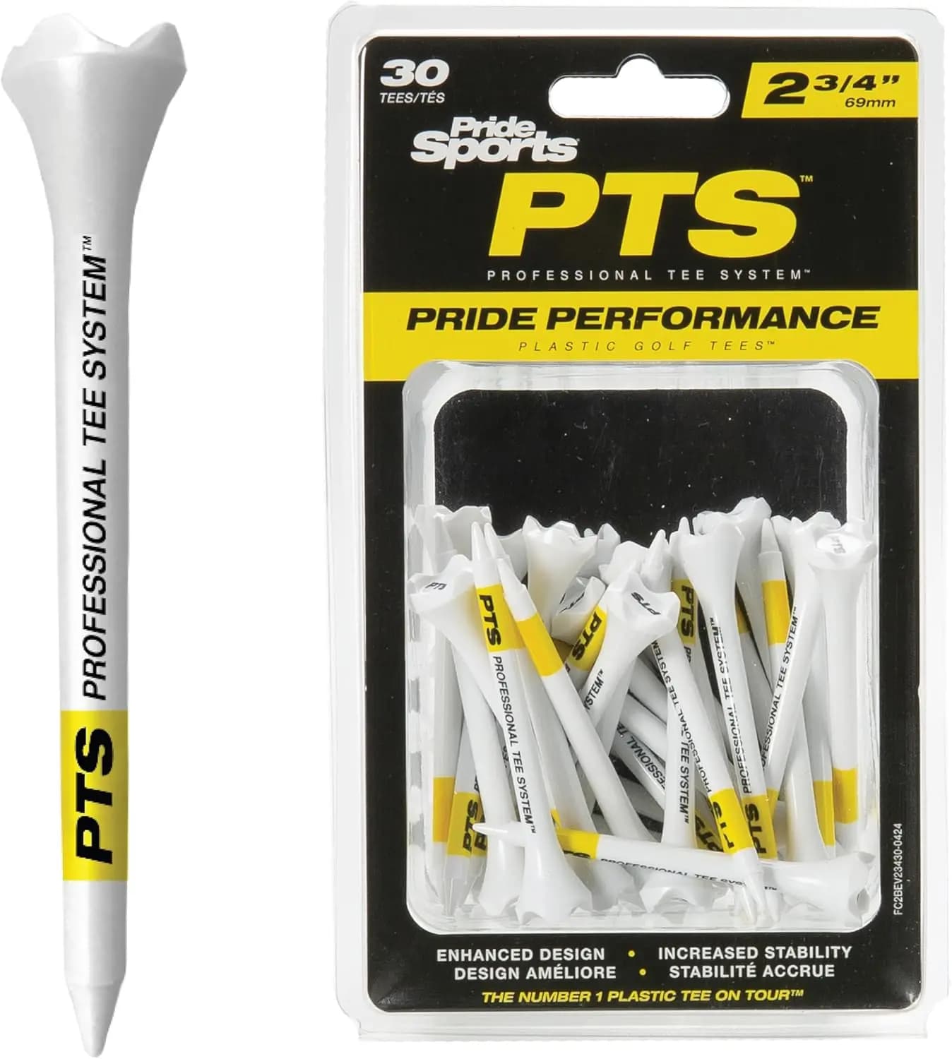 Tee da golf in plastica da 2-3/4 pollici, confezione da 30 - Punte a bassa resistenza per drive più lunghi, a strisce per un'altitudine costante