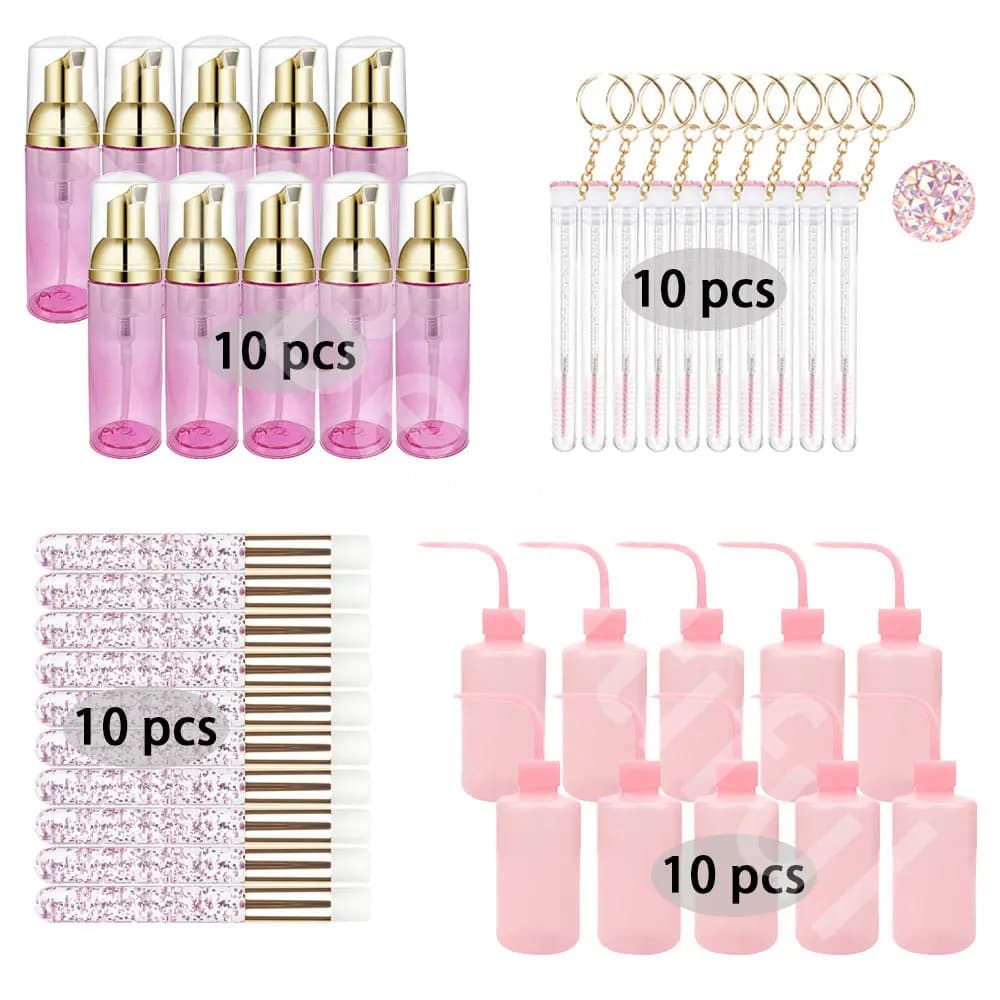 40 pcs/set grafting Set for Eyelash Cleaning 60ML Bottle for Empty Foam Pump Bottle For Eyelash Makeup Shampoo Soap Dispenser Skin Care Tool