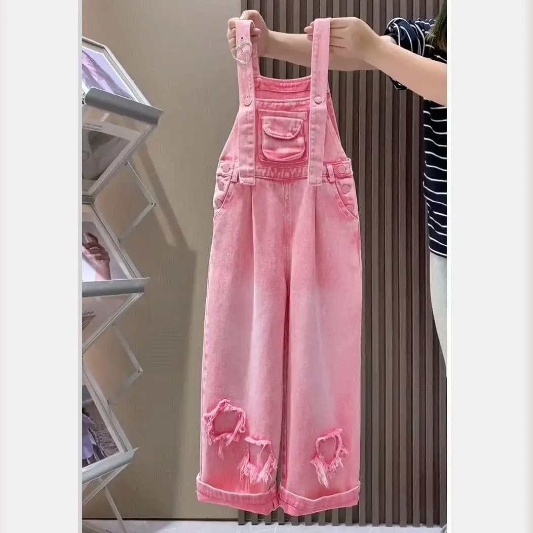 Nuovi Salopette Estivi alla Moda per Ragazze, Jeans Casual Primaverili e Autunnali per Bambine, Pantaloni Versatili
