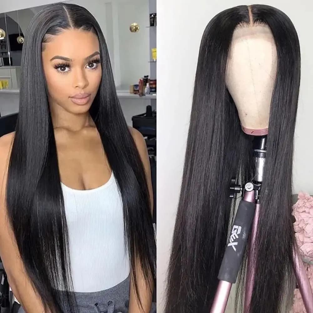 200 250 Density Hair Straight V part Wig 18-40 Inches Update 100% Human Hair Head Clips In Half Wig Brasilian Wigs For Women 5x5